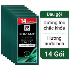 Dầu gội hương nước hoa Romano Classic tóc chắc khoẻ 5g x 12 gói (Tặng 2 gói)