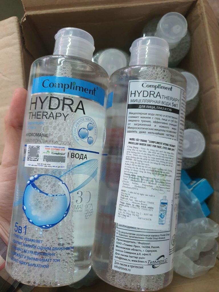 Tẩy trang Micellar Water Compliment 400ml 5in1 Làm Sạch, Giữ Ẩm Và Dưỡng Mềm Da