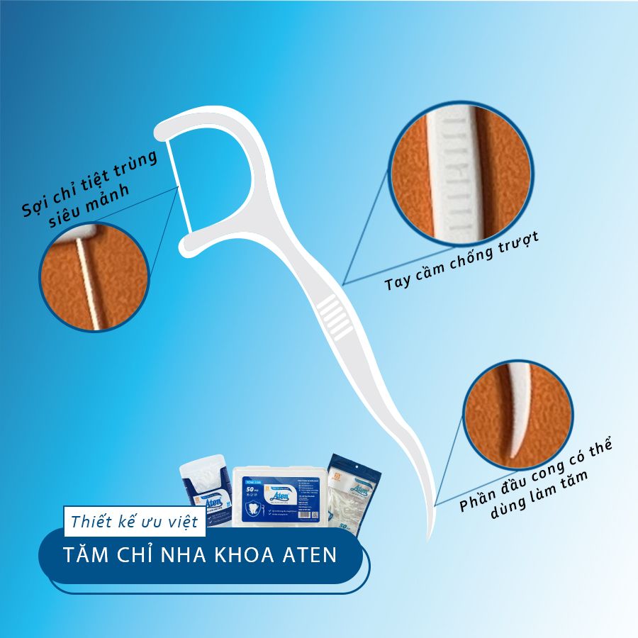 Tăm chỉ nha khoa Aten túi zipper 50pcs