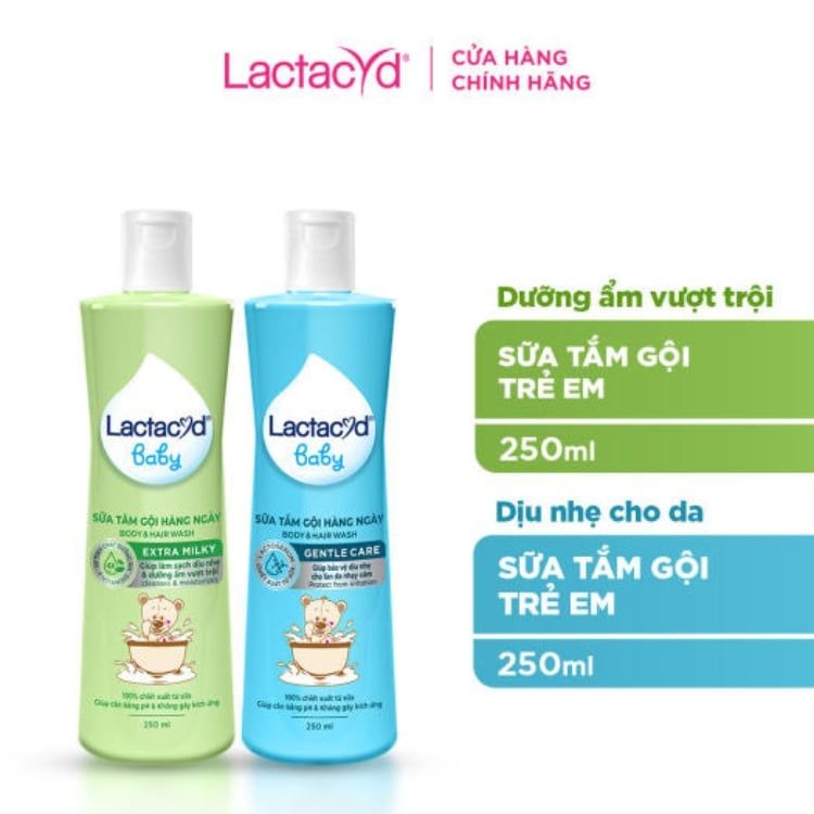 Sữa tắm gội Lactacyd Baby Extra Milky chăm sóc da và tóc cho bé