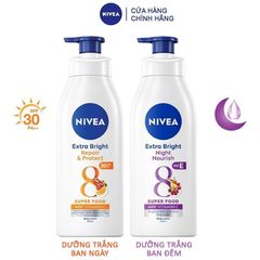 Sữa Dưỡng Thể Nivea Hỗ Trợ Dưỡng Sáng, Giúp Da Đàn Hồi, Căng Mịn Extra Bright Body Lotion 350ML