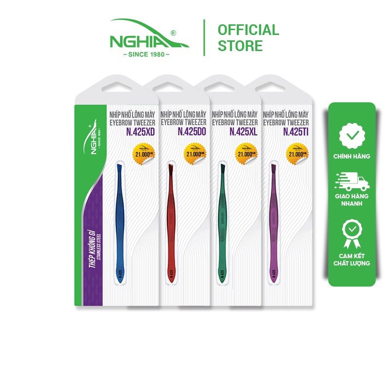 Nhíp Inox Đầu Xéo Nhổ Lông Mày Cao Cấp Kềm Nghĩa N.425
