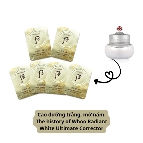 [Set 10 vỉ sample] Cao dưỡng trắng, mờ nám The history of Whoo Radiant White Ultimate Corrector