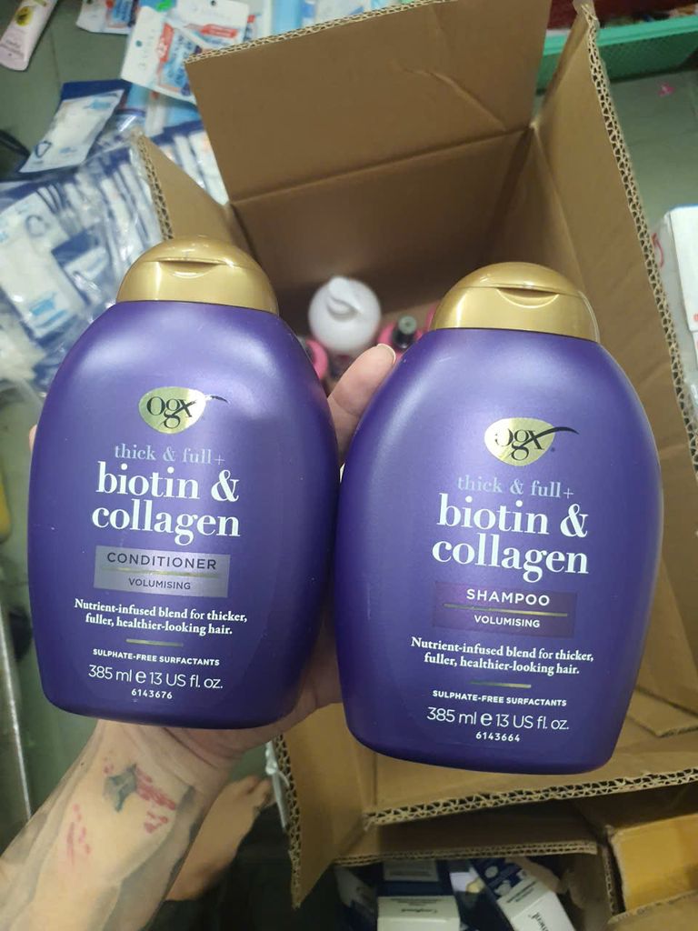 Bộ dầu gội xả Biotin Collagen OGX 385ml