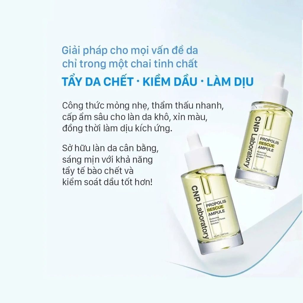 Serum keo ong CNP Propolis Rescue Ampoule cho da dầu mụn nhạy cảm 50ml
