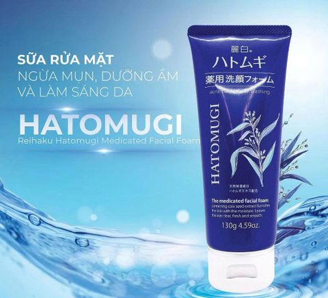 sữa rửa mặt hatomugi trị mụn dưỡng ẩm 130gr (xanh)