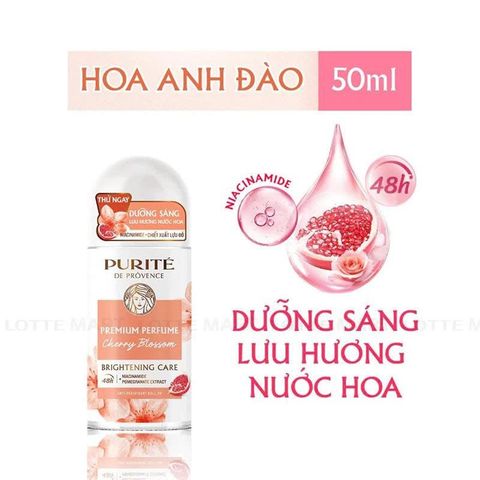 Lăn Ngăn Mùi Purité Hương Hoa Anh Đào Chai 50ml (tặng sữa tắm mini 60ml)