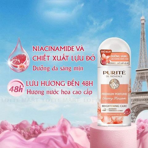 Lăn Ngăn Mùi Purité Hương Hoa Anh Đào Chai 50ml (tặng sữa tắm mini 60ml)