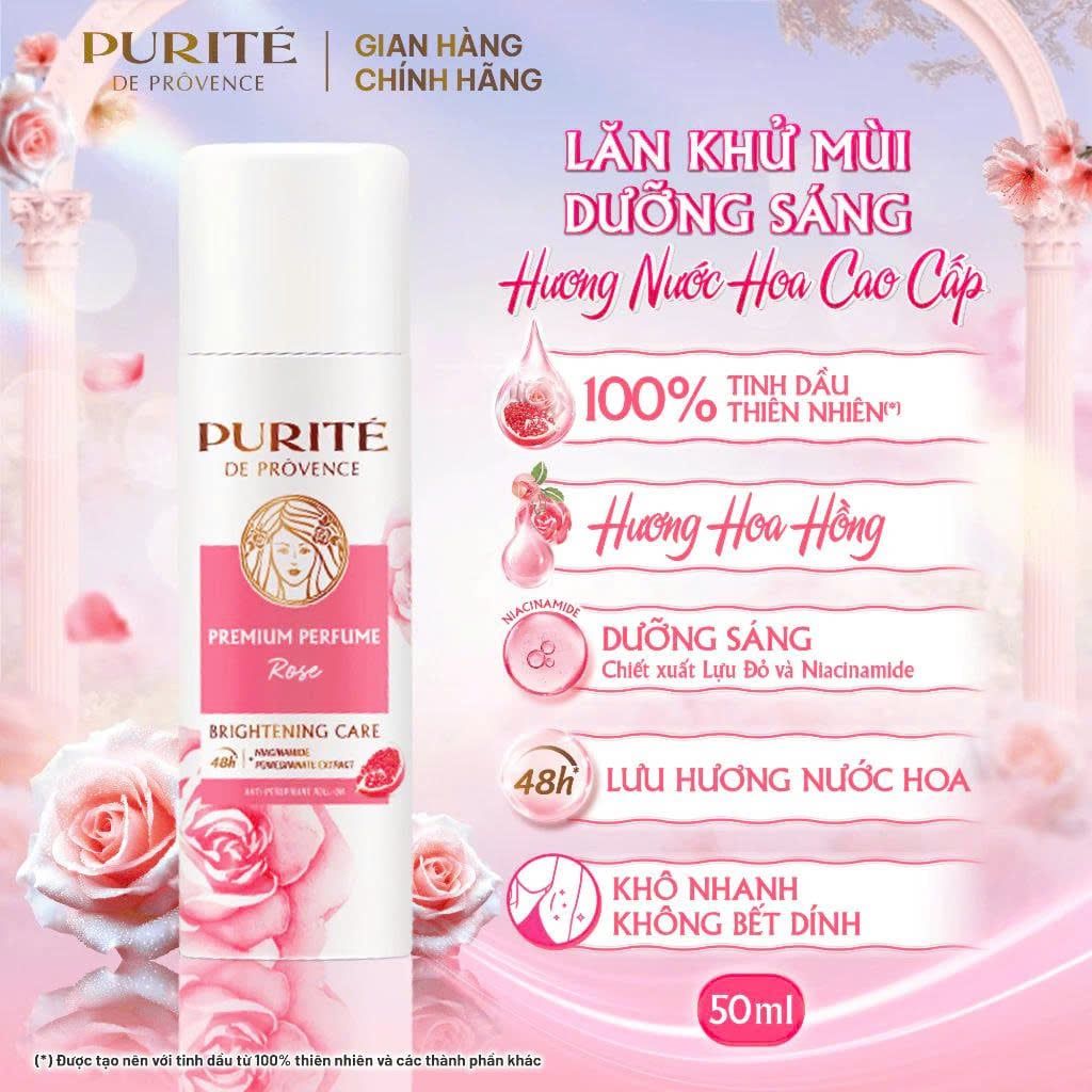 Xịt Khử Mùi Dưỡng Sáng PURITÉ Hương Nước Hoa Cao Cấp Hoa Hồng Rose 140ml [tặng sữa tắm 250ml]