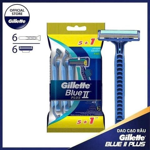 Dao Cạo Râu Gillette Blue 2 Plus - Gói 5+1 Cây