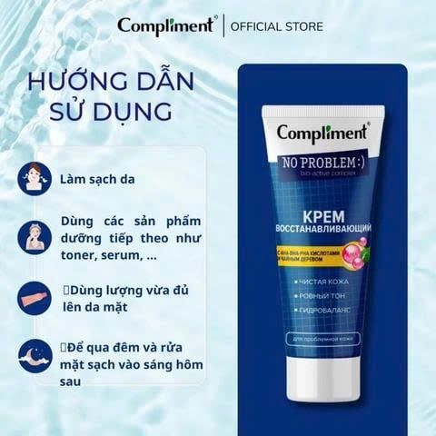 Kem Dưỡng Compliment Phục Hồi Da No Problem AHA-BHA-PHA-Tea Tree Kpem 50ml