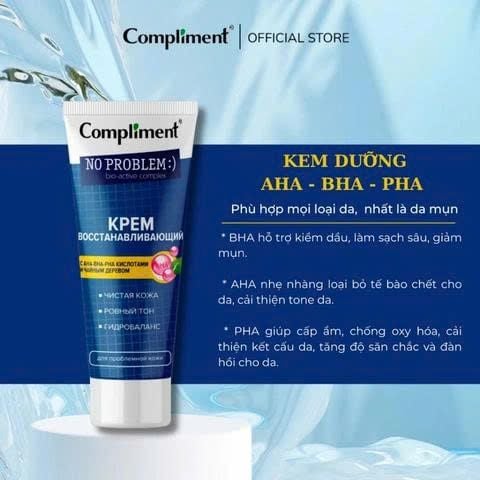 Kem Dưỡng Compliment Phục Hồi Da No Problem AHA-BHA-PHA-Tea Tree Kpem 50ml