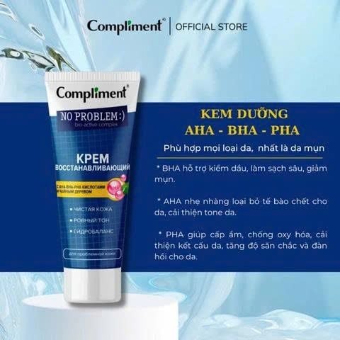 Kem Dưỡng Compliment Phục Hồi Da No Problem AHA-BHA-PHA-Tea Tree Kpem 50ml