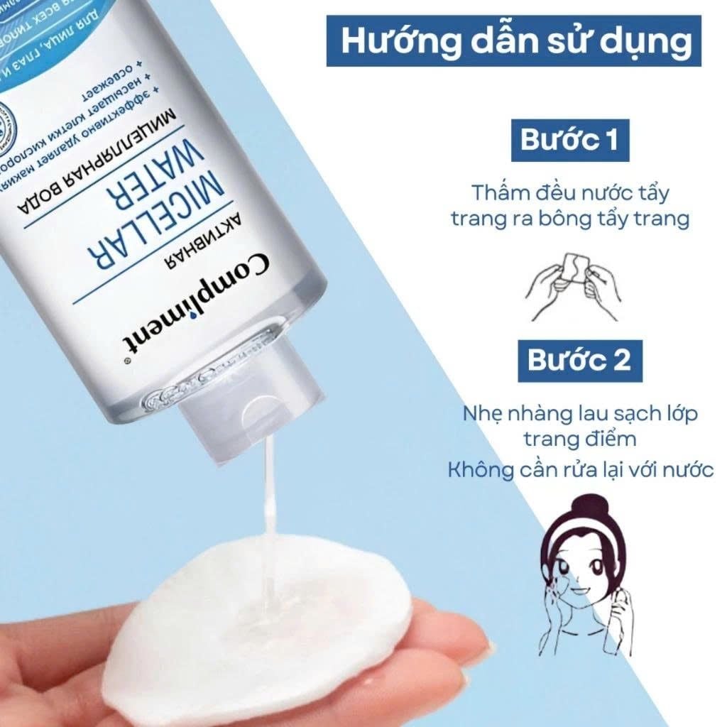 Tẩy trang Micellar Water Compliment 400ml 5in1 Làm Sạch, Giữ Ẩm Và Dưỡng Mềm Da