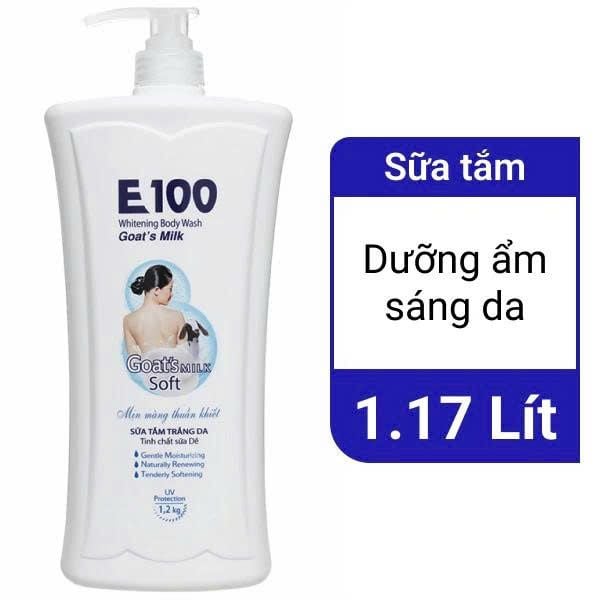 Sữa tắm trắng da E100 tinh chất sữa dê 1.2L
