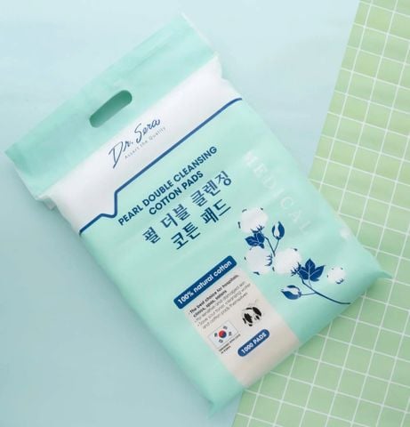 Bông tẩy trang cotton tự nhiên, tiệt trùng, đa tầng Dr.Sera Pearl Double Cleansing Pads 1000 miếng