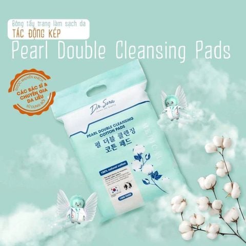 Bông tẩy trang cotton tự nhiên, tiệt trùng, đa tầng Dr.Sera Pearl Double Cleansing Pads 1000 miếng