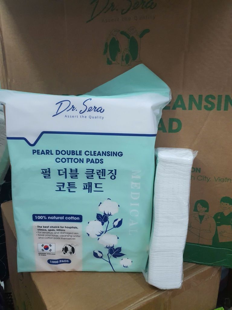 Bông tẩy trang cotton tự nhiên, tiệt trùng, đa tầng Dr.Sera Pearl Double Cleansing Pads