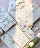  Thiệp Cưới "Hương Hoa Thanh Khiết" - Tối Giản Sang Trọng & Giấy Ánh Kim 