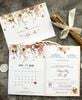 Bộ thiệp cưới giấy họa tiết hoa mùa thu màu cam đất vintage cao cấp kèm thiệp mời và save the date