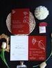 Bộ thiệp cưới sang trọng màu đỏ phong cách minimalism tối giản họa tiết hoa tulip thiep.vn