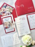  Thiệp Cưới "Mẫu Đơn Khai Hoa" - Sắc Đỏ Truyền Thống & Dấu Sáp Hoàng Gia 