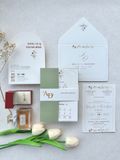  Thiệp Cưới "Vòm Cung Hạnh Phúc" - Sắc xanh Sage & Dấu Sáp Tinh Khôi 
