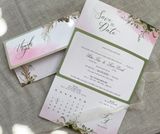  Thiệp Cưới "Giai Điệu Màu Nước" - Phối Màu Hiện Đại & Ruy Băng Voan 