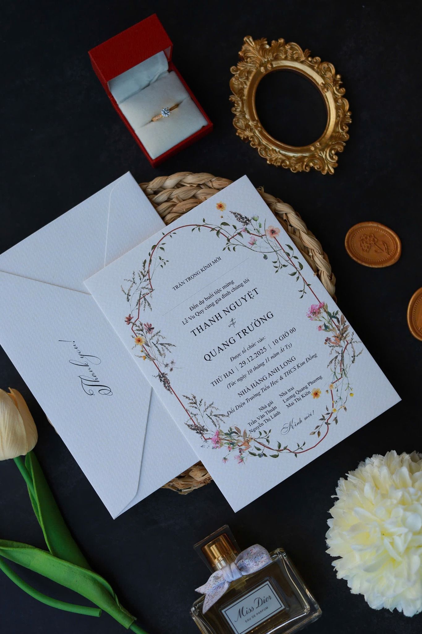  Thiệp Cưới Lời Thề Tối Giản - Pure Red Monogram 