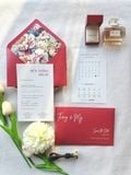  Thiệp Cưới "Mẫu Đơn Khai Hoa" - Sắc Đỏ Truyền Thống & Dấu Sáp Hoàng Gia 