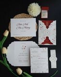  Thiệp Cưới "Tình Yêu Nở Hoa" - Sắc Đỏ Tulip & Thanh Lịch 