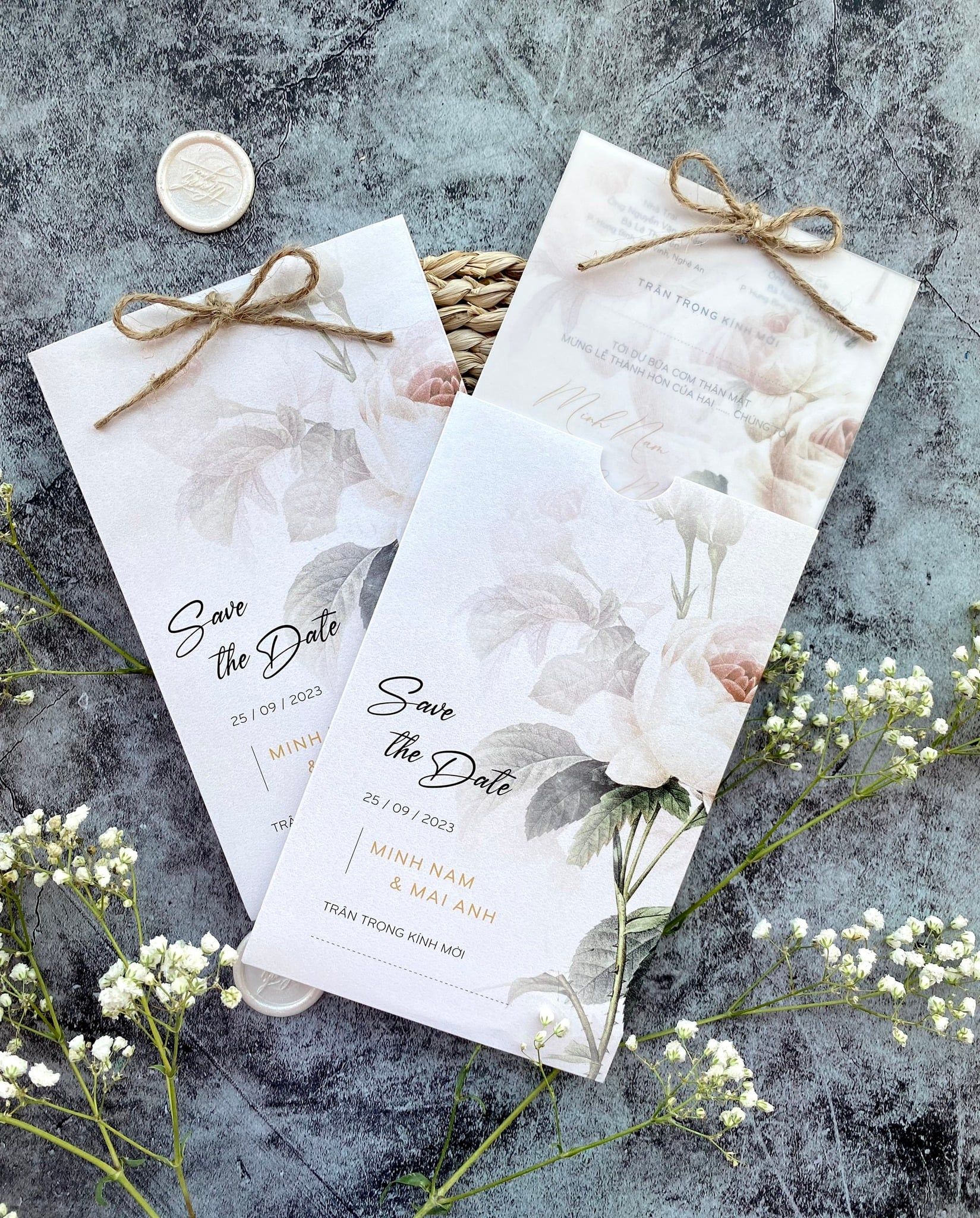  Thiệp Cưới Hoa Hồng Pastel - Hiện Đại & Tươi Sáng 