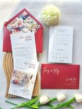  Thiệp Cưới "Mẫu Đơn Khai Hoa" - Sắc Đỏ Truyền Thống & Dấu Sáp Hoàng Gia 