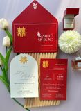  Thiệp Cưới "Hỷ Sự Thành Đôi" - Sắc Đỏ May Mắn & Bố Cục Hiện Đại 