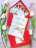  Thiệp Cưới "Hồng Đỏ Kiêu Sa" - Sắc Đỏ Nồng Cháy & Thiết Kế Hình Vòm 