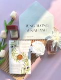  Thiệp Cưới "Olive Tình Nồng" - Giấy Vellum Mờ & Dấu Sáp Vàng 