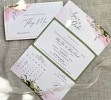  Thiệp Cưới "Giai Điệu Màu Nước" - Phối Màu Hiện Đại & Ruy Băng Voan 