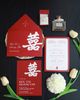 Trọn bộ thiệp cưới giấy màu đỏ chữ Hỷ thư pháp sang trọng của thiep.vn