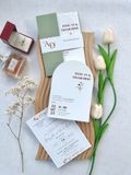  Thiệp Cưới "Vòm Cung Hạnh Phúc" - Sắc xanh Sage & Dấu Sáp Tinh Khôi 