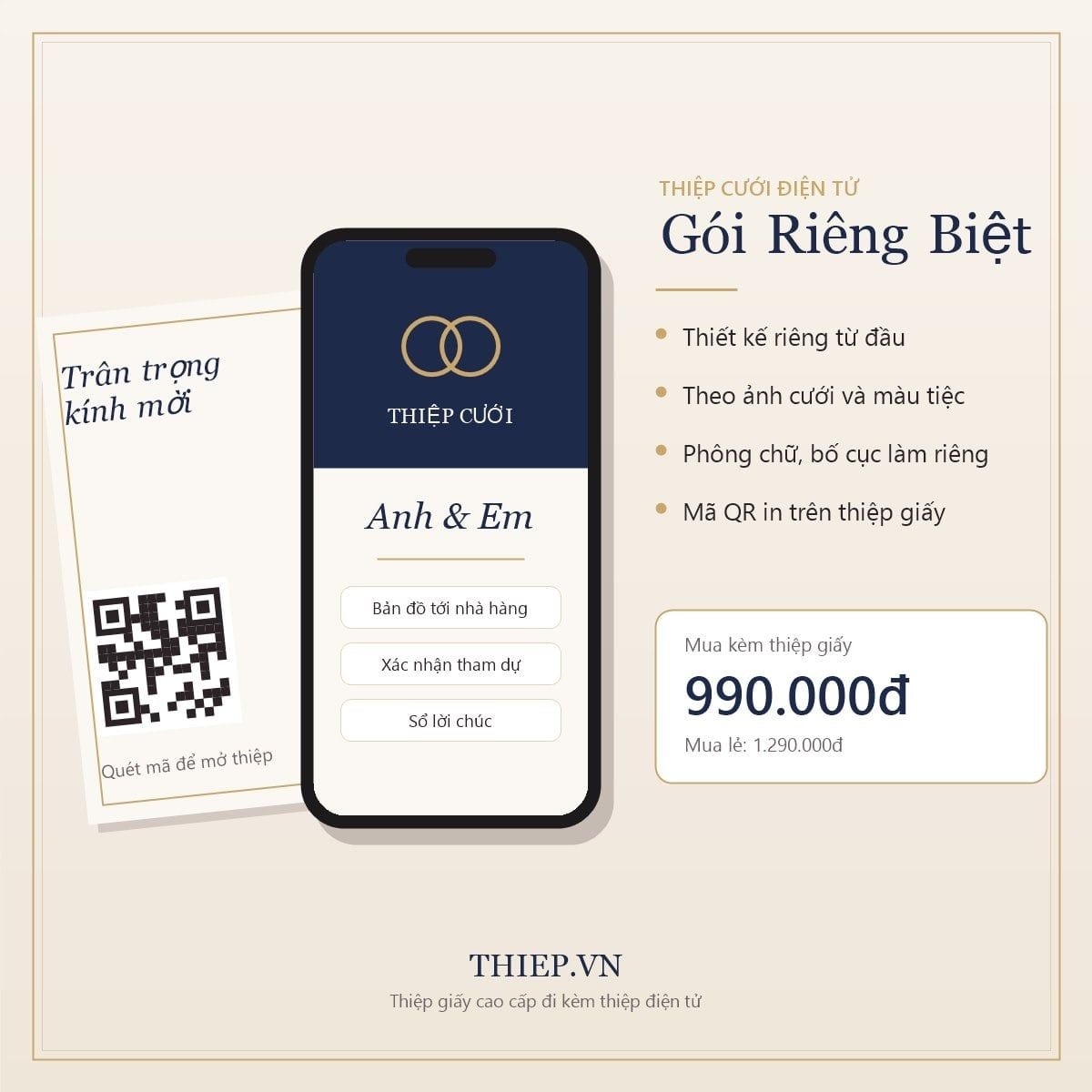  Thiệp Cưới Điện Tử — Gói Riêng Biệt 