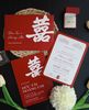 Trọn bộ thiệp cưới giấy màu đỏ chữ Hỷ thư pháp sang trọng của thiep.vn