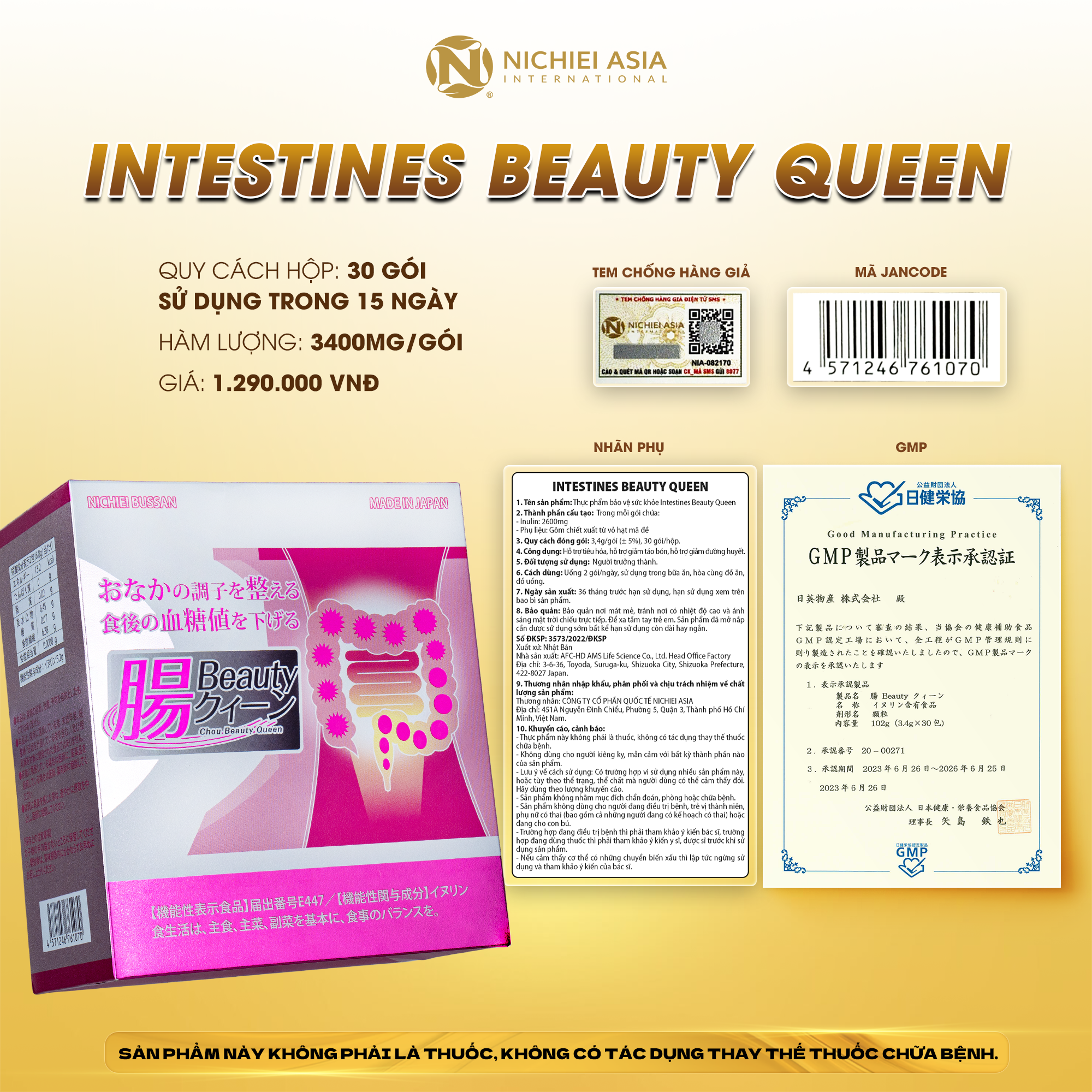  Thực phẩm bảo vệ sức khỏe INTESTINES BEAUTY QUEEN 