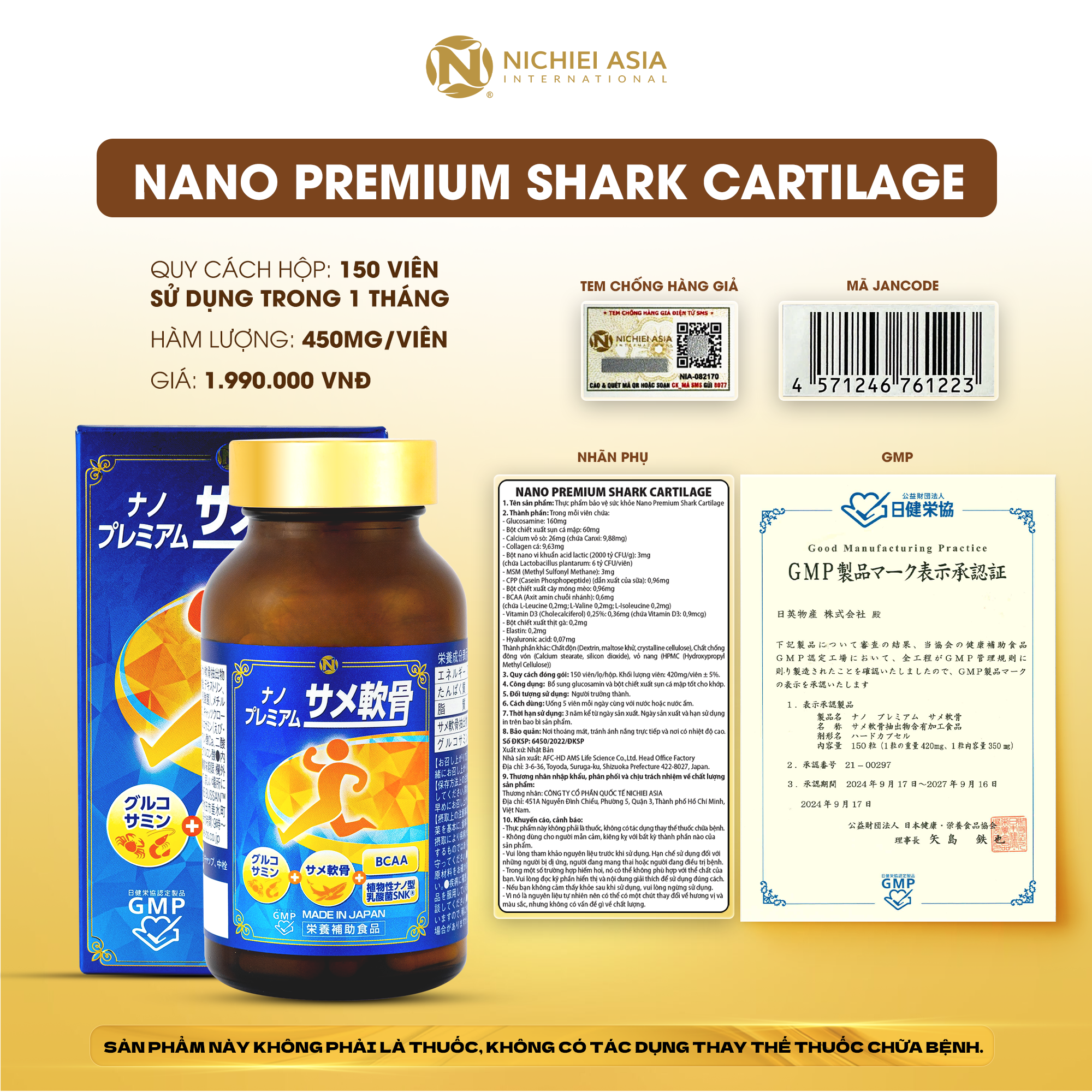  Thực phẩm bảo vệ sức khỏe NANO PREMIUM SHARK CARTILAGE 