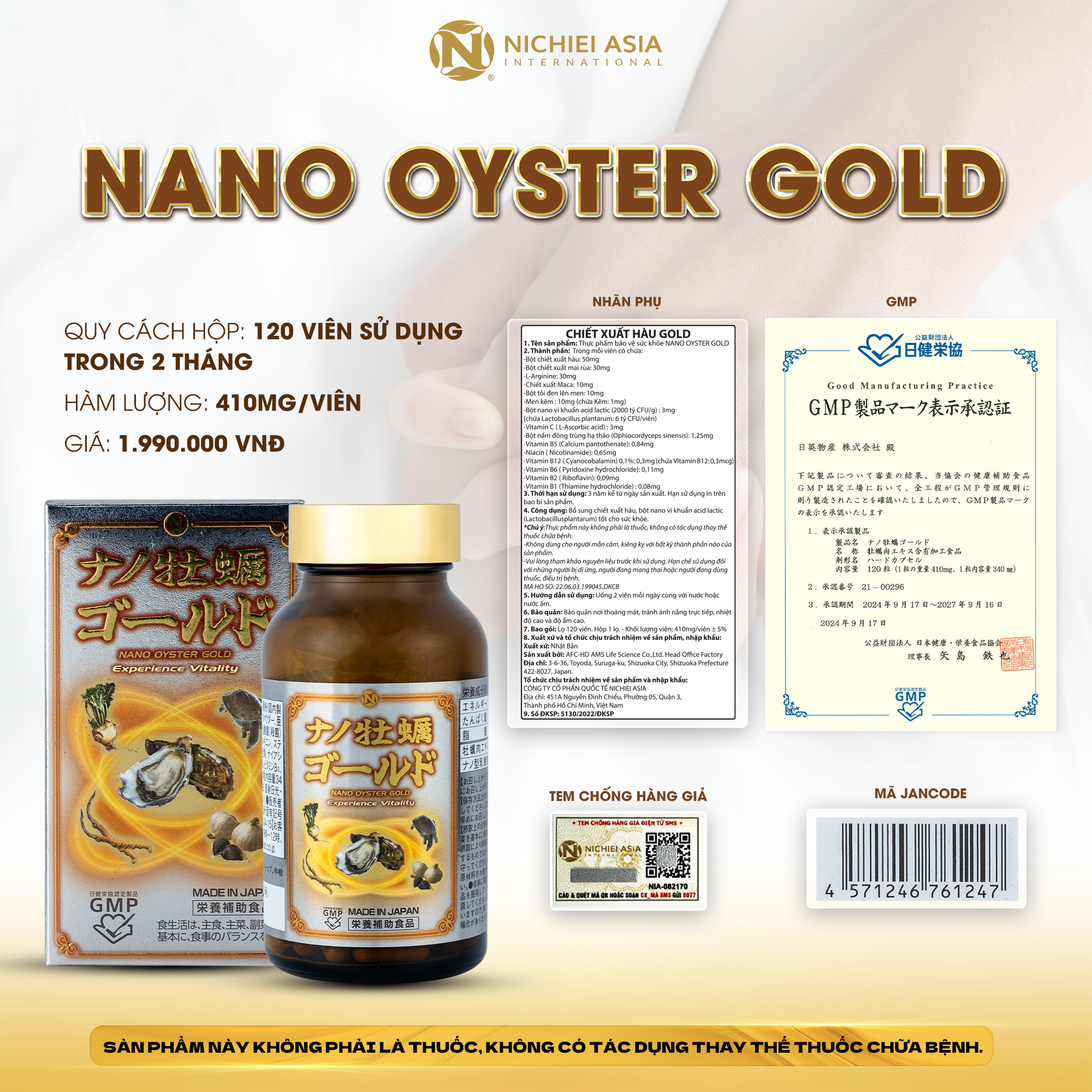  Thực phẩm bảo vệ sức khỏe NANO OYSTER GOLD 