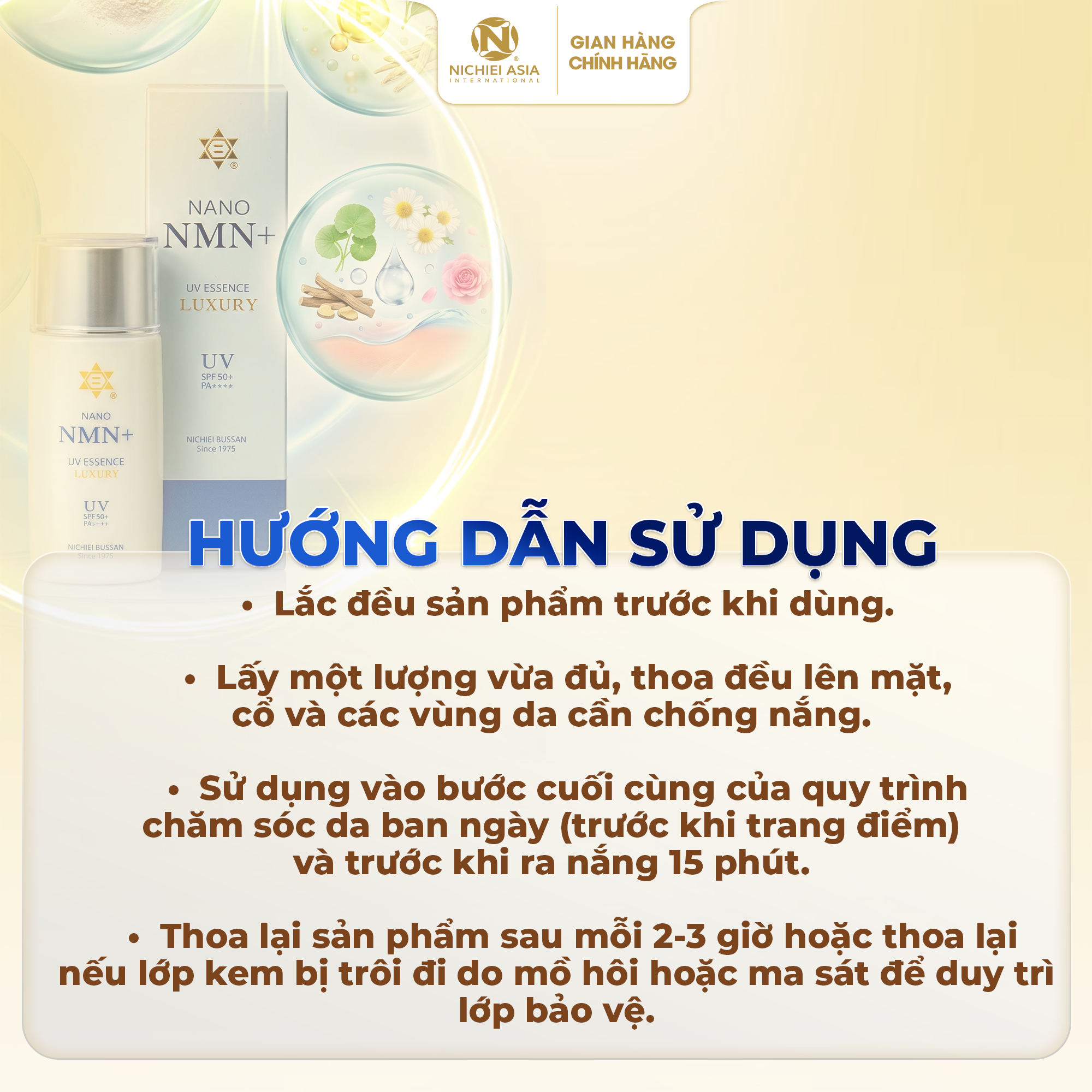  Kem chống nắng vật lý NANO NMN+ UV ESSENCE LUXURY 