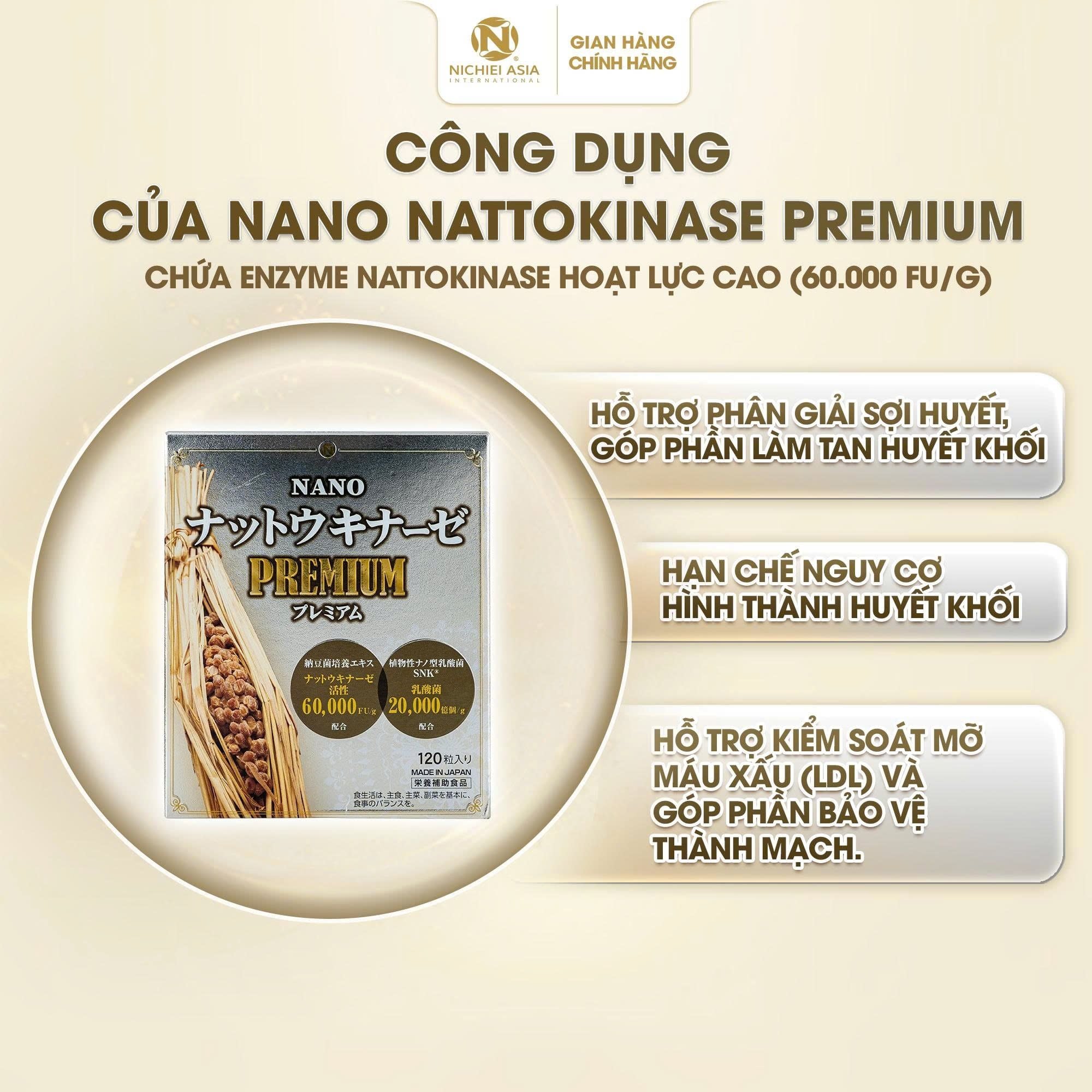  Thực phẩm bảo vệ sức khỏe NANO NATTOKINASE PREMIUM 120 viên 