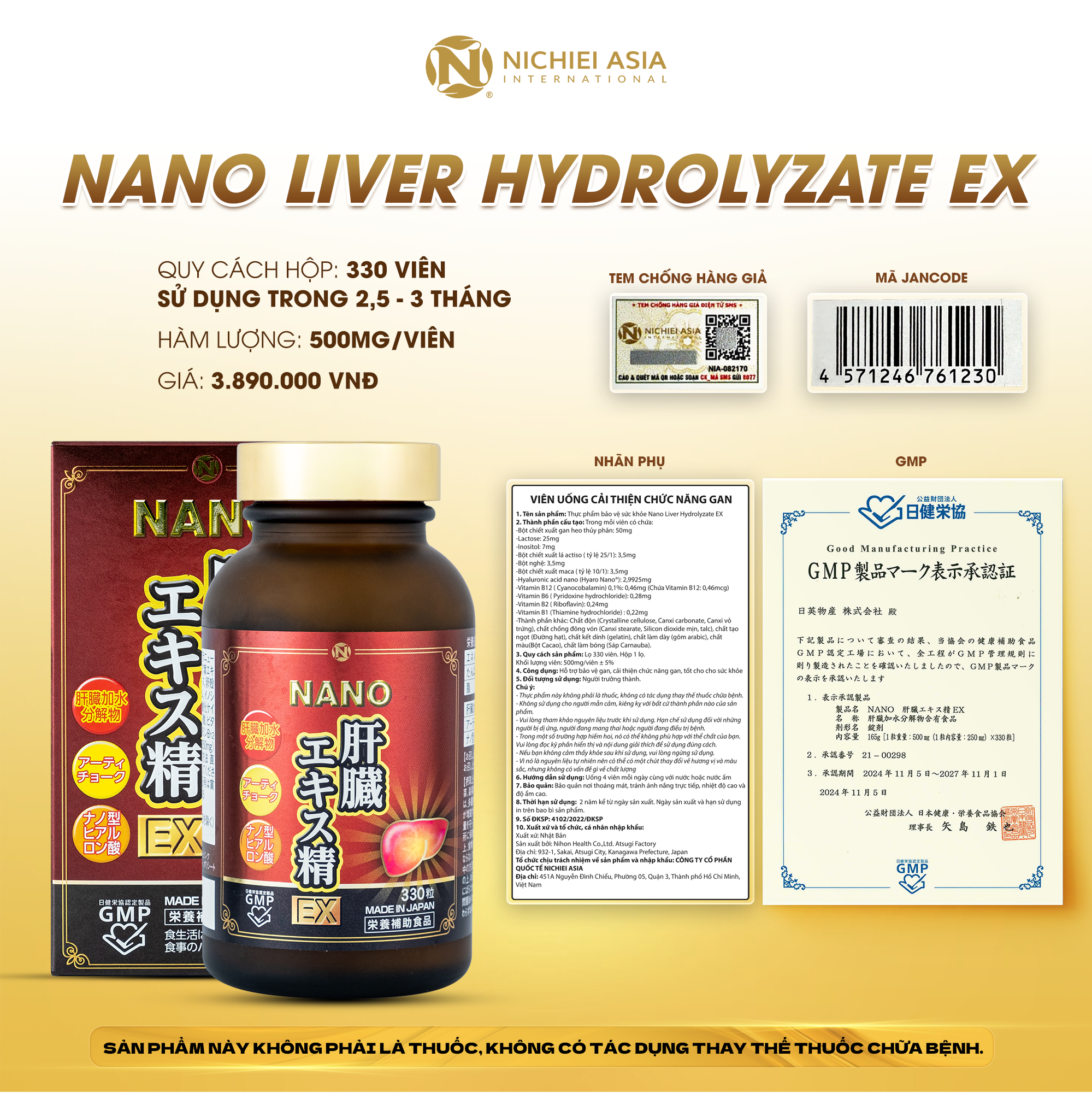  Thực phẩm bảo vệ sức khỏe NANO LIVER HYDROLYZATE EX 