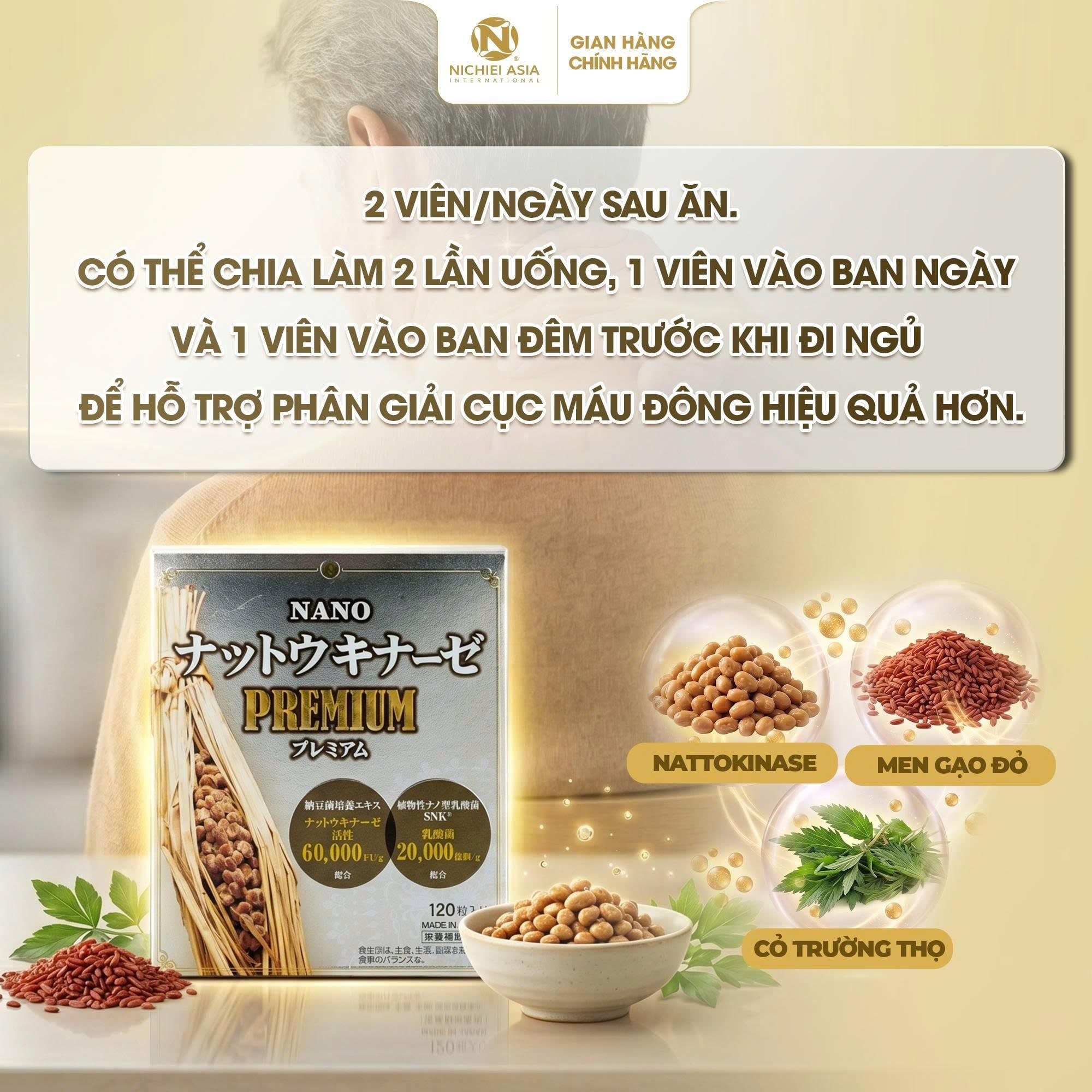  Thực phẩm bảo vệ sức khỏe NANO NATTOKINASE PREMIUM 120 viên 