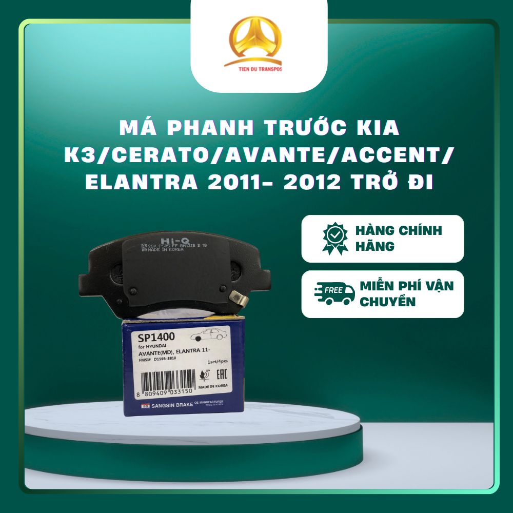  MÁ PHANH TRƯỚC CHUẨN OEM Kia K3 / Cerato / Hyundai Avante / Accent / Elantra từ 2011–2012 trở đi 