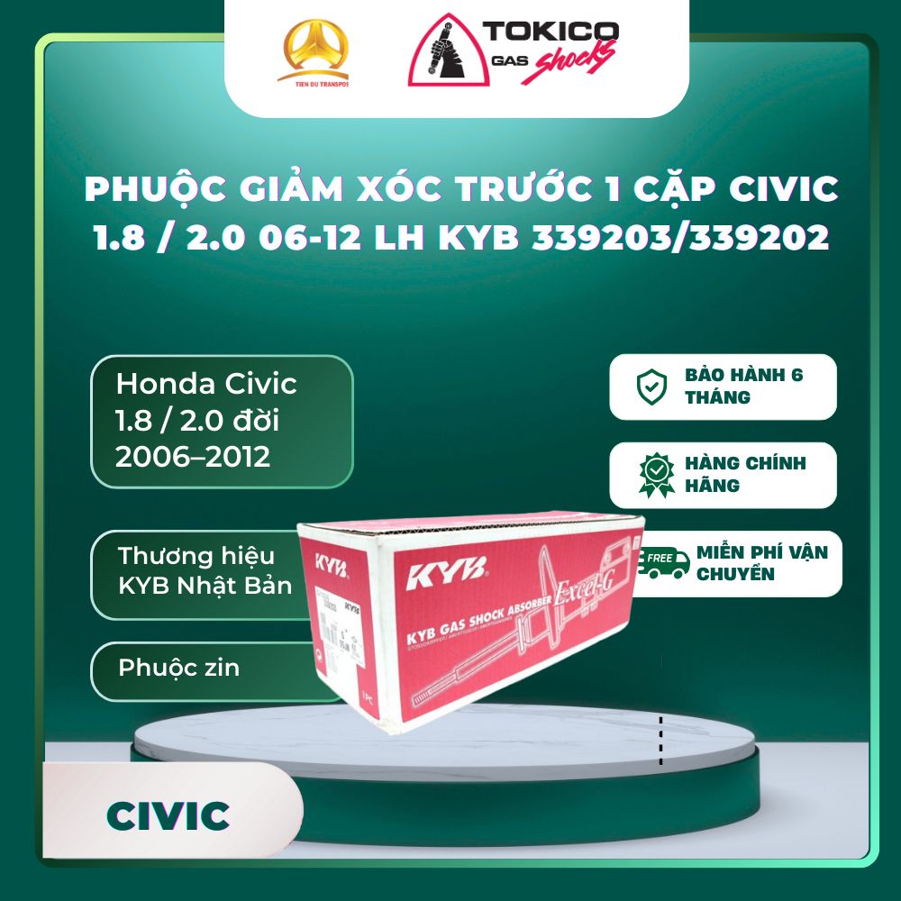  PHUỘC GIẢM XÓC TRƯỚC CIVIC 1.8 / 2.0 06-12 LH KYB 339203 